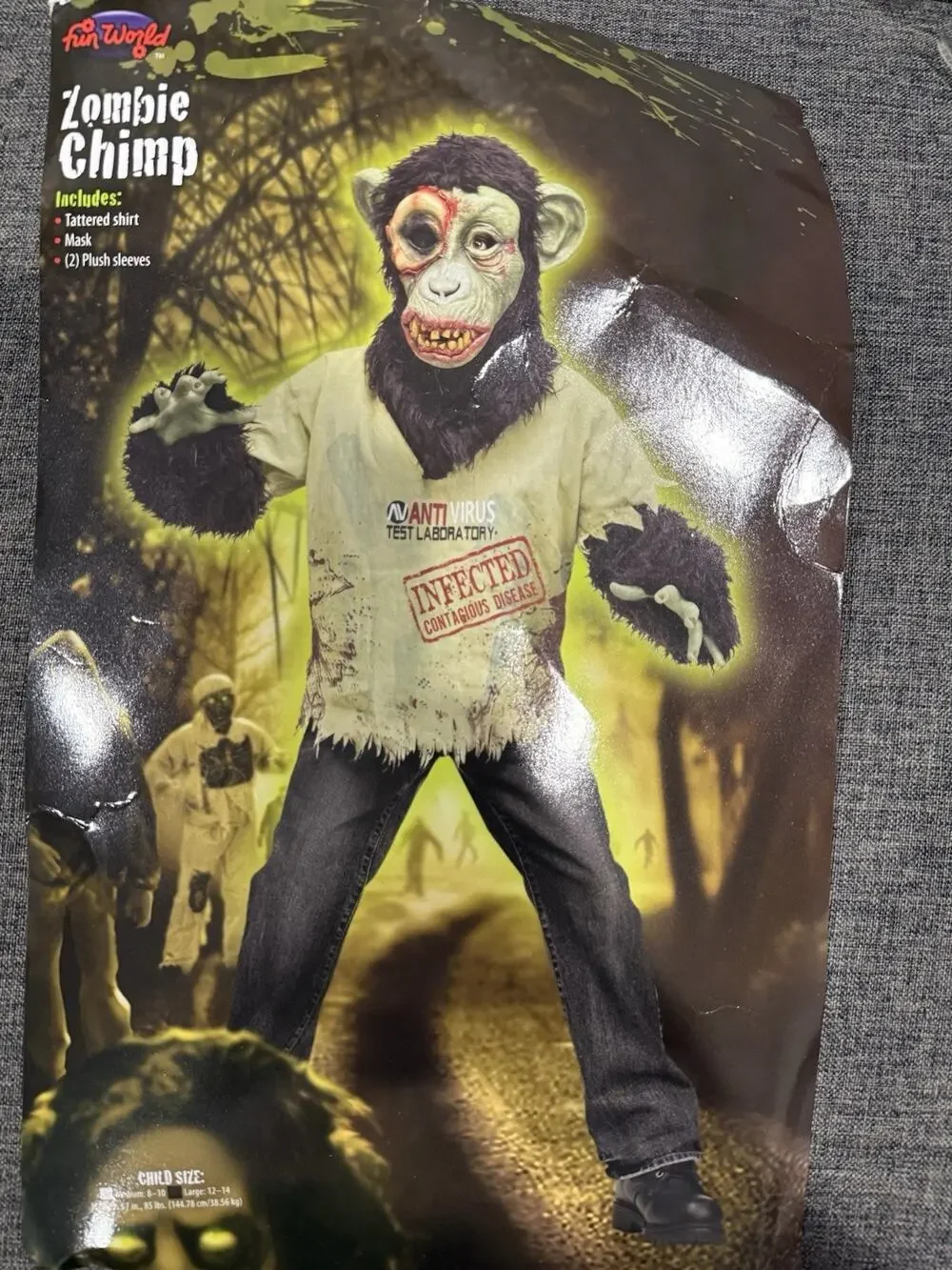 Zombie Chimp Boy's Halloween Costume Large 12/14 Youth Dress Up Chimpanzee